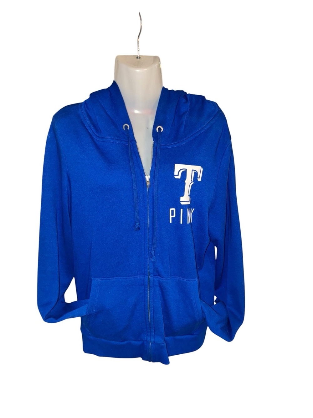 PINK Victoria's Secret Women's Royal Blue Zip-Up Hoodie - Picture 3 of 12